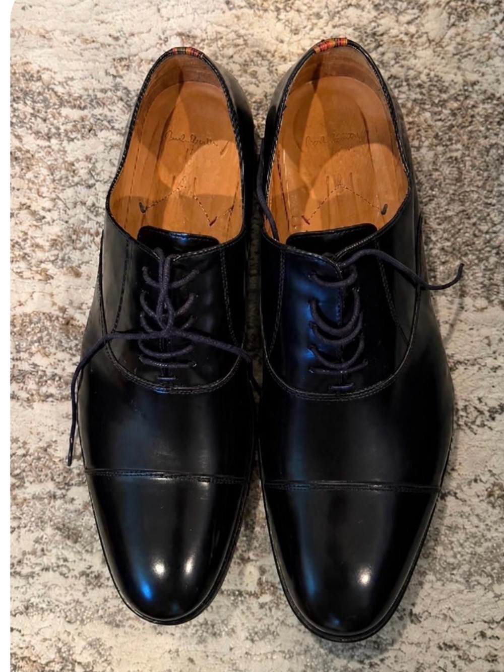 Paul Smith Black Cap-Toe Leather Derby Shoes